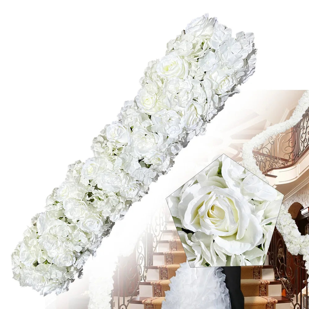 Wedding Wall Floral Panel Arrangement Backdrop 100cm Artificial Rose Flower Row DIY Decor
