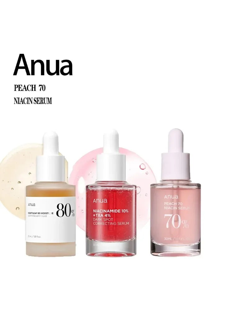 Korean Anua Skincare Products Set Peach 70% Niacinamide Serum Dark Spot Serum Soothing Ampoule Lemon Vitamin Whitening Essence
