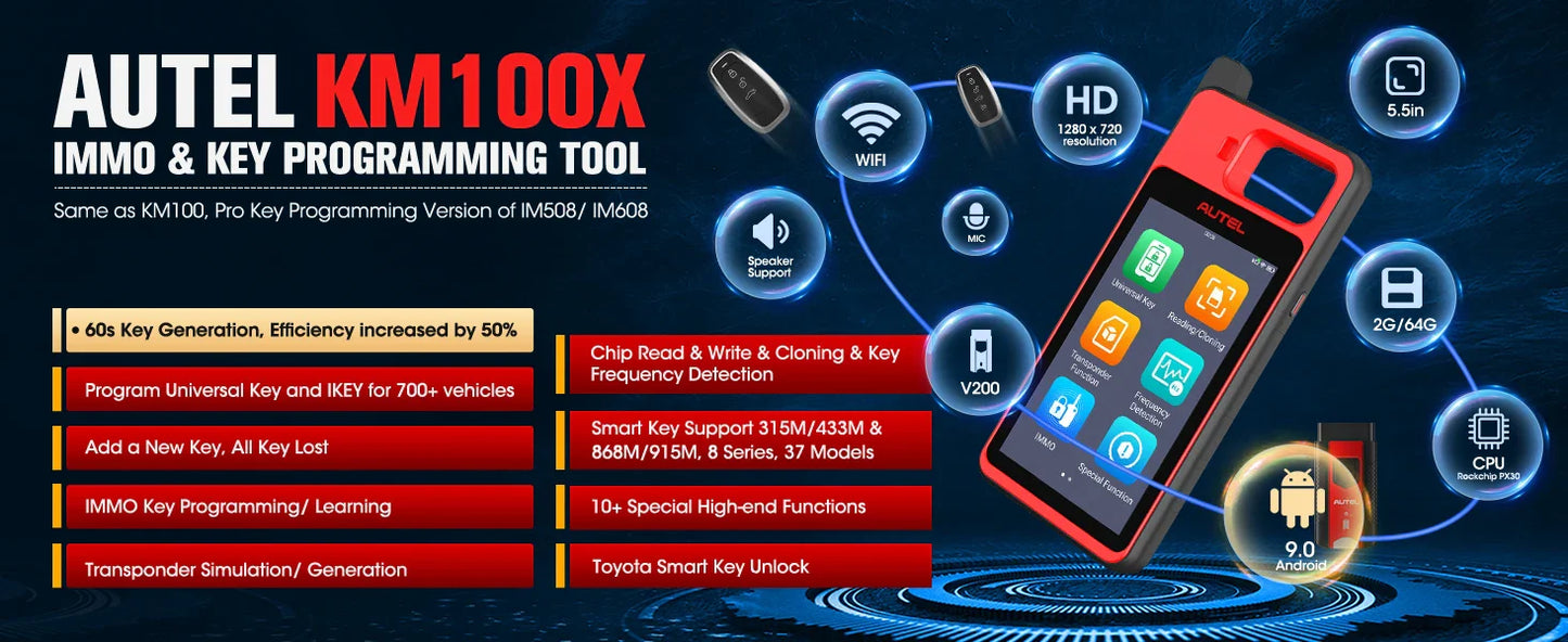2025 Autel MaxiIM KM100 Key Fob Programming Tools KM100X key Programmer 60s Key Generation OBD IMMO Key Learning Key Free Update