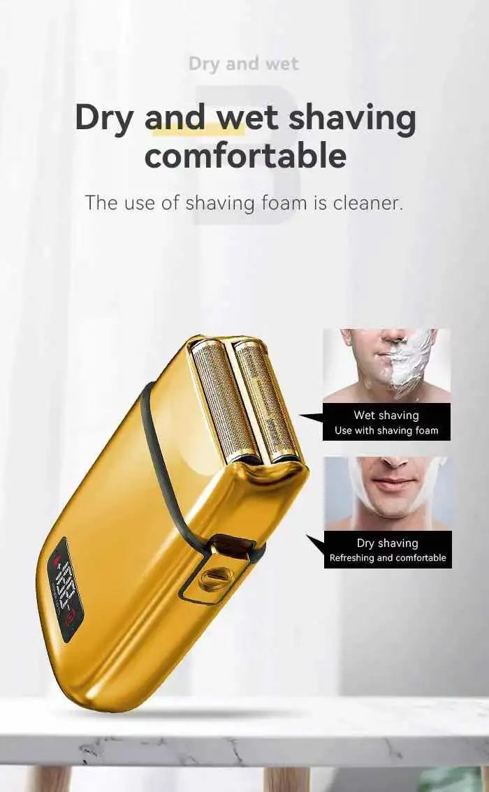 Hot Sale Kemei Km-Tx3 2021new design Anti Pinch Hair Product Electric Gold Metal Body Shaving Usb Charging Reciprocating Shaver