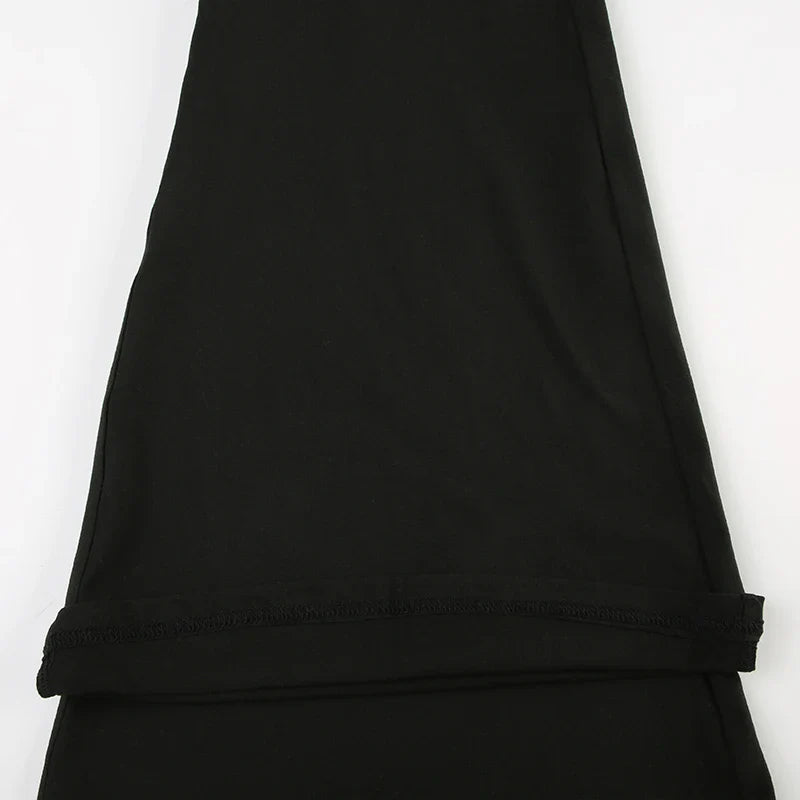 Sweetown Black Solid Strapless Elegant Long Jumpsuits For Women Slim Wide Leg Flared Rompers Simple Fashion Vacation Overalls