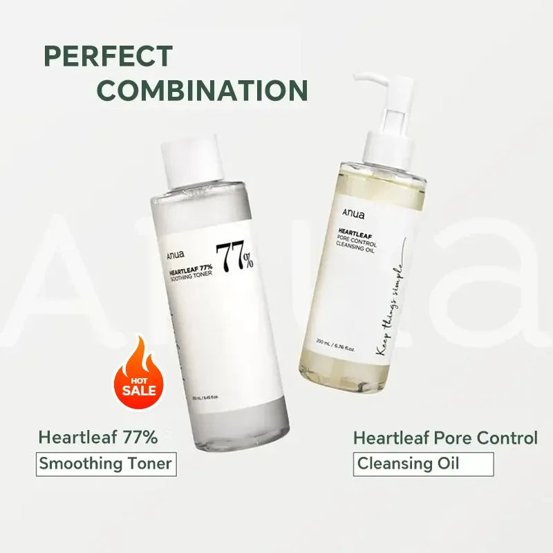 Korean Anua Heartleaf Skincare Set Moisturizing Toner Deep Cleansing Cleanser Pore Control Makeup Removal Oil Combination Set