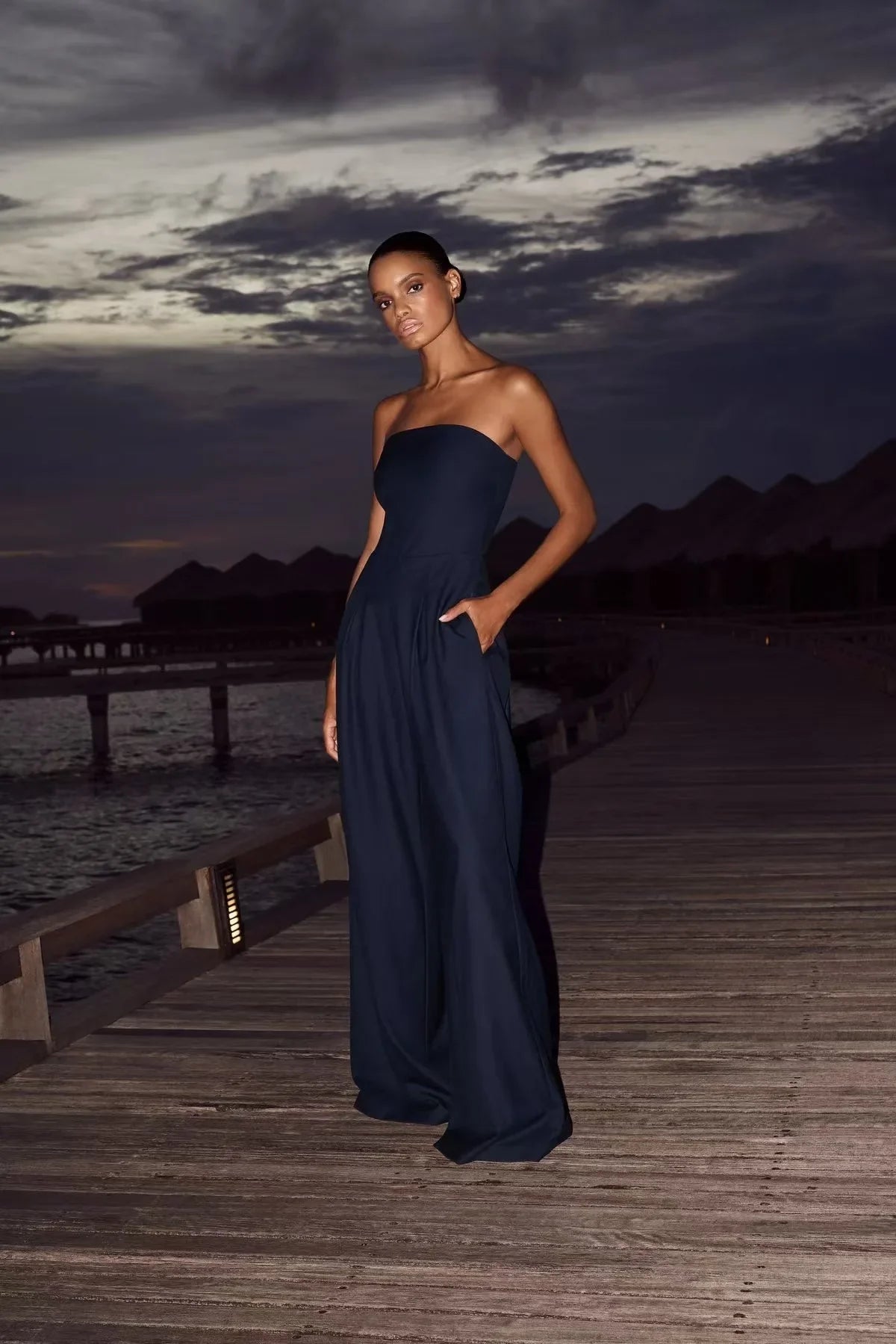 2025 Women's Jumpsuits Strapless Back Sexy Solid Color Temperament Party Evening Slim High Waist Bodysuit Women