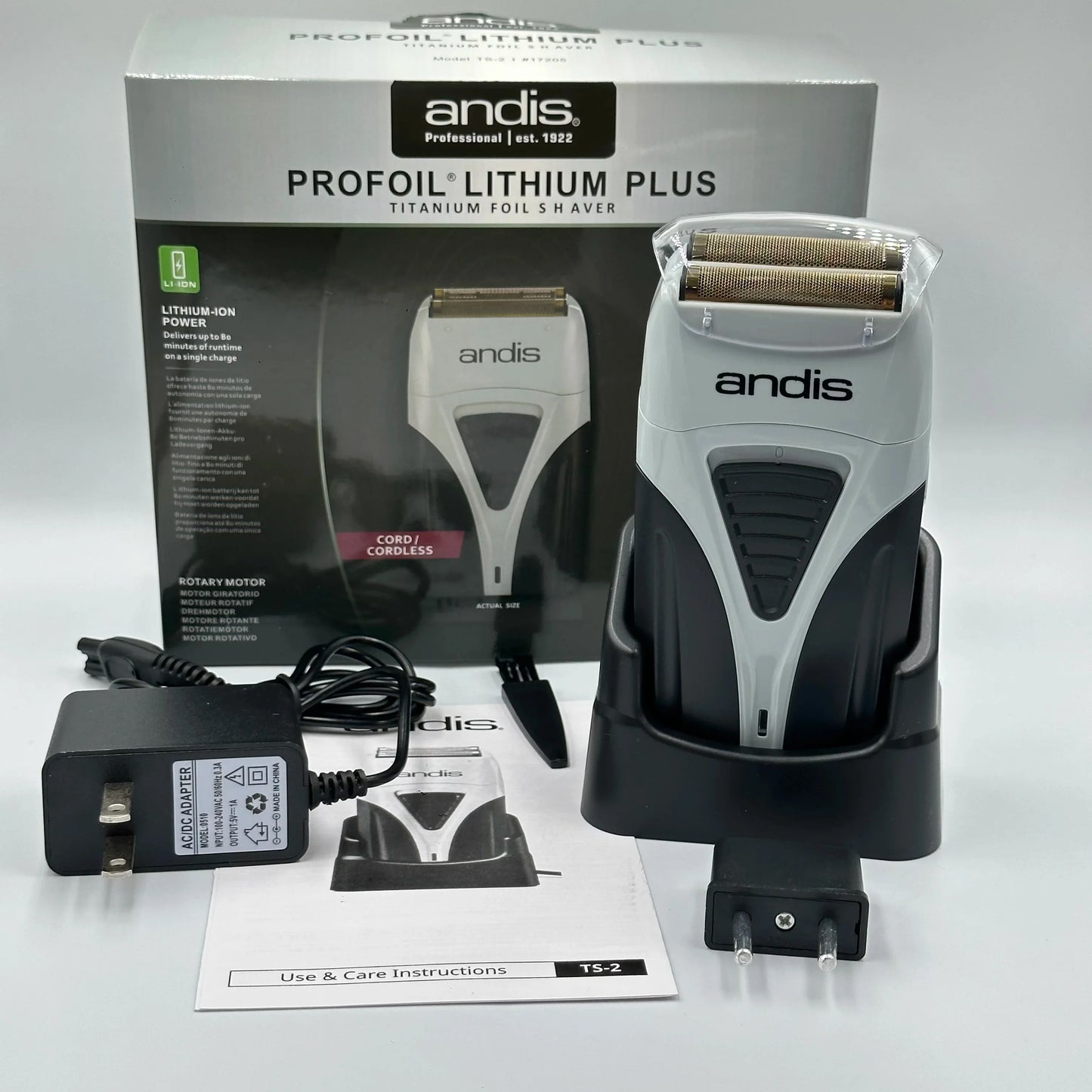 Original Andis Profoil Lithium Plus 17200 Barber Hair Cleaning Electric Shaver For Men Beard Stubble Razor Bald Shaving Machine