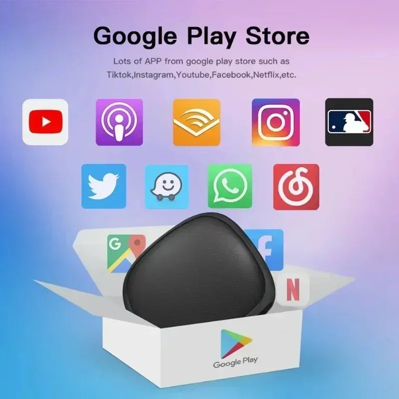 Car Video CarPlay Ai Box Android13 Wired to Wireless CarPlay Android Auto Adapter for Netflix for YouTube Bulit-in Play Store
