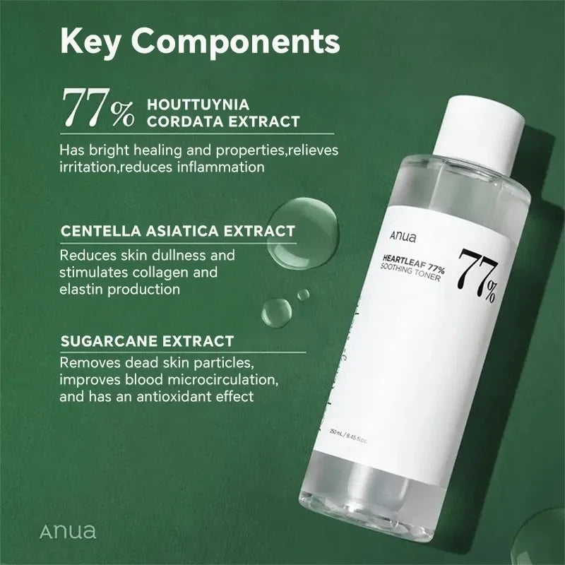 ANUA Heartleaf 77% Toner Moisturizing Quercetin Deep Cleanser, Cleansing Oil + Niacinamide 10% + TXA4% Essence Skin Care Set