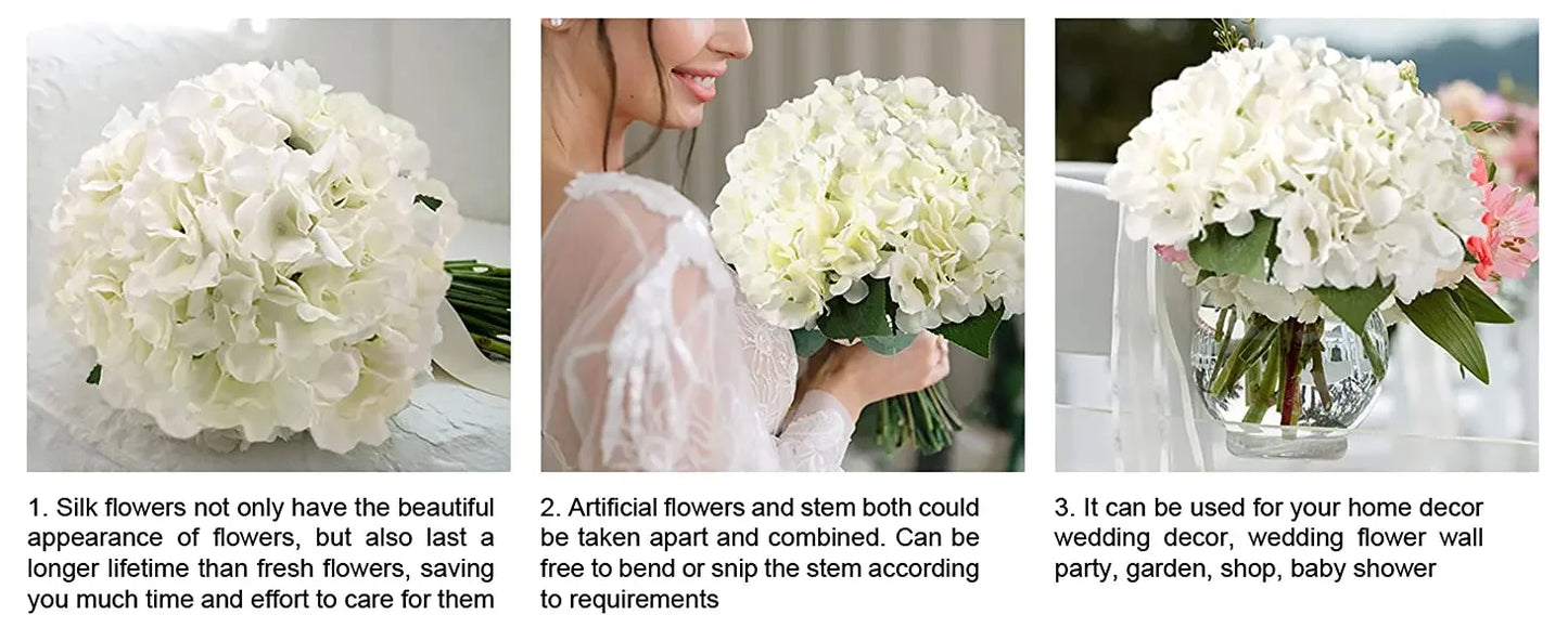 50 PCS Artificial Hydrangea Flowers Silk Hydrangea Heads for Wedding