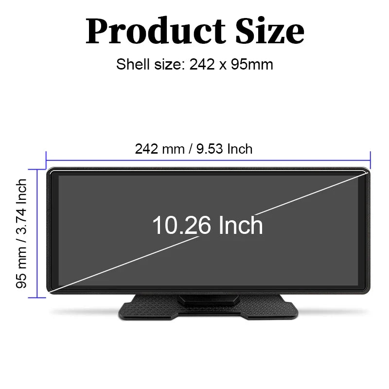 10.26" Car Mirror Radio Multimedia Video Player Universal Wireless Carplay Android Auto Screen With Bluetooth AUX USB