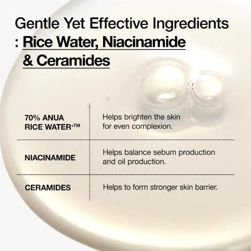 Anua Rice 70 Glowing Milky Toner Brightening Niacinamide Serum Toner Face Toner for Glass Skin Korean Skin Care Beauty Products