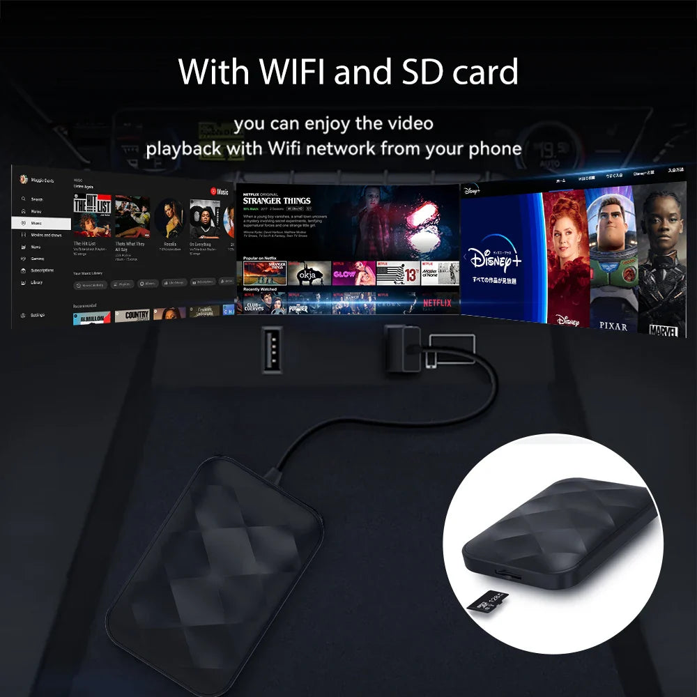 Acodo 2025 Android 14 3In1 CarPlay Ai Box Wireless Android Auto USB Adapter For Youtube Netflix Universal TV Box Plug And Play