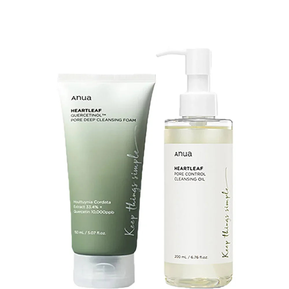 ANUA Korean Skin Care Set - Oil Control Pore Care Toner Essence Cream Moisturizing Deep Cleansing Pure Natural Plant Ingredients