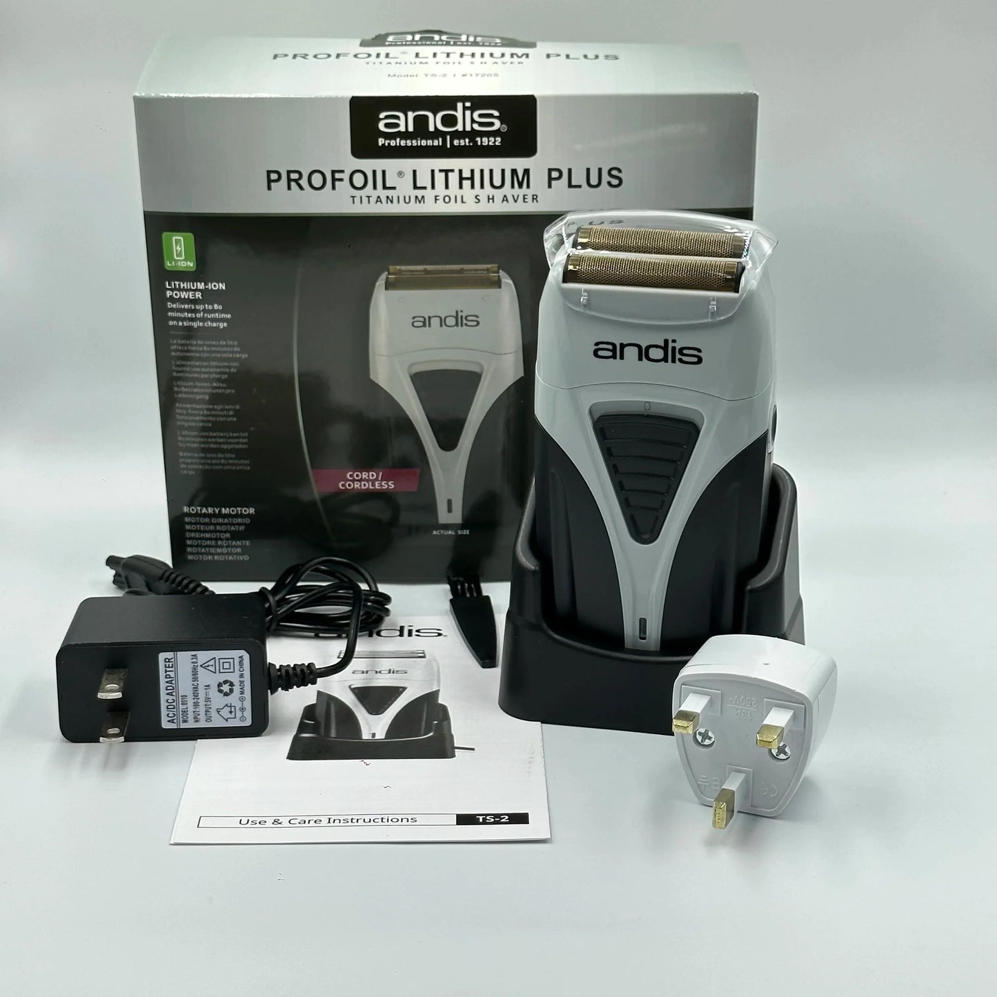 Original Andis Profoil Lithium Plus 17200 Barber Hair Cleaning Electric Shaver For Men Beard Stubble Razor Bald Shaving Machine