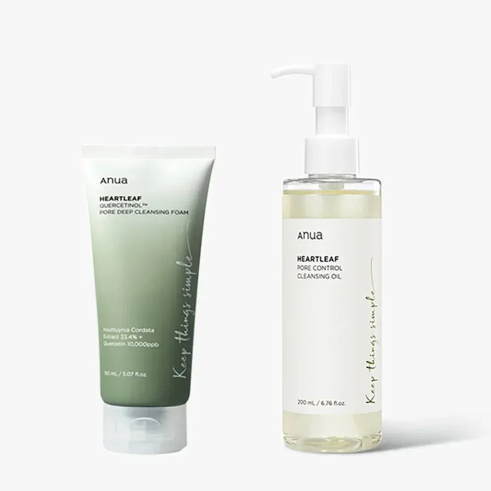 Korean Anua Heartleaf Skincare Set Moisturizing Toner Deep Cleansing Cleanser Pore Control Makeup Removal Oil Combination Set