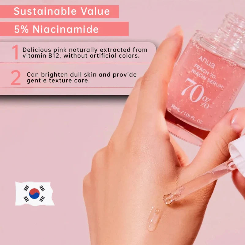Korean Anua Heartleaf Peach 70 Niacinamide Essence Facial Whitening Serum Moisturizer Skincare Beauty Products for Glass Skin