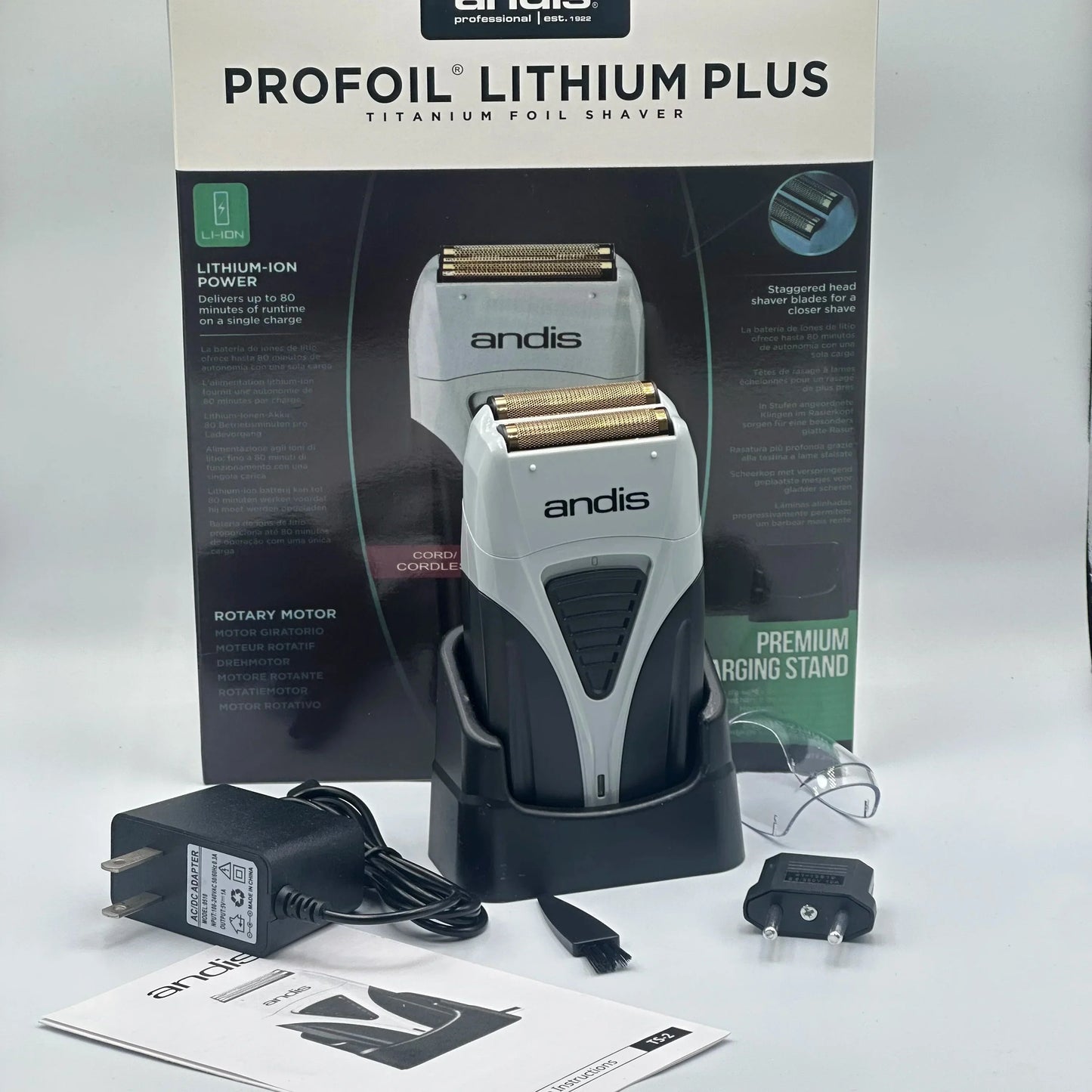 Original Andis Profoil Lithium Plus 17200 Barber Hair Cleaning Electric Shaver For Men Beard Stubble Razor Bald Shaving Machine
