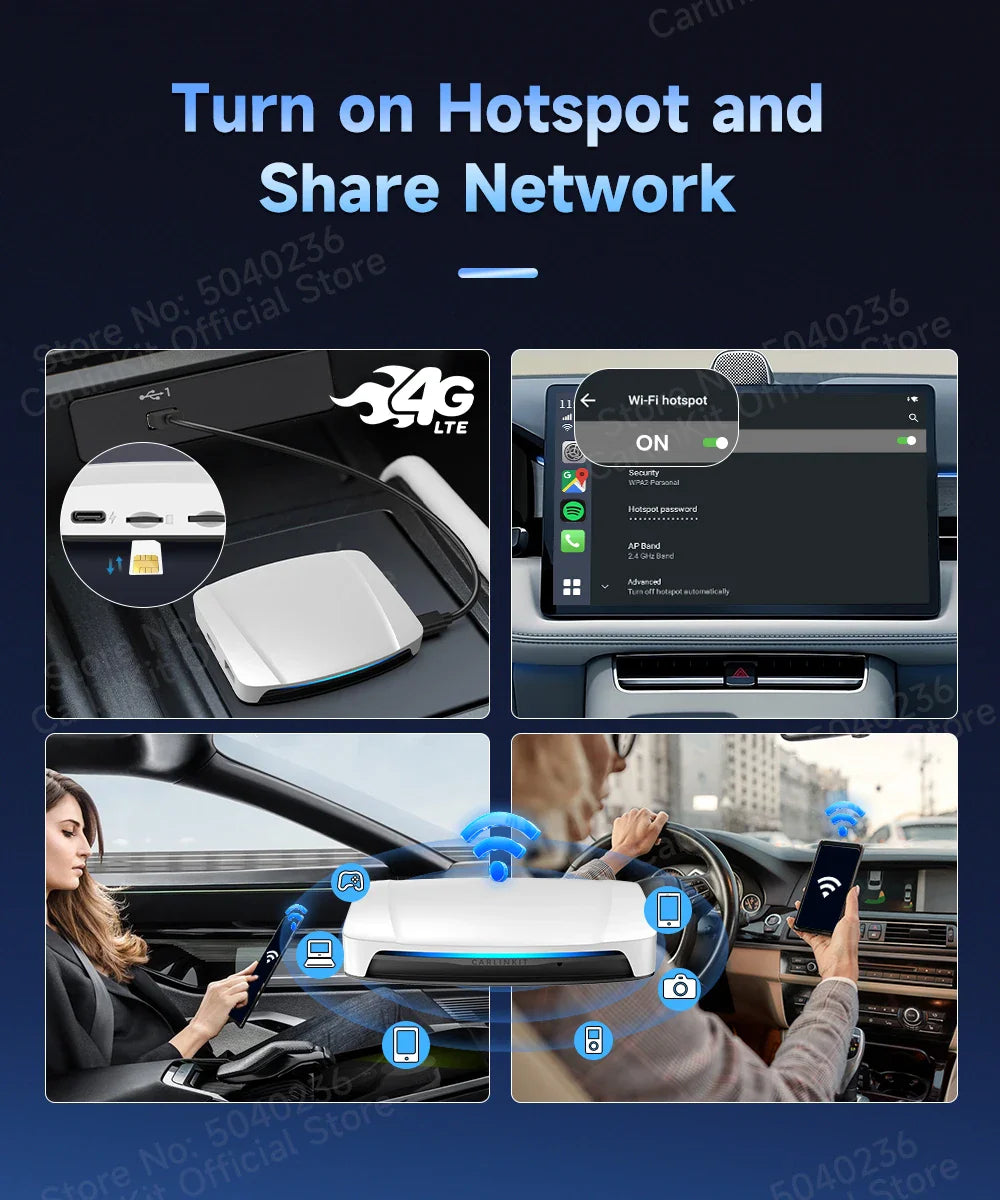 CarlinKit UHD Android 13 Smart TV Box Qualcomm 8-Core Wireless CarPlay Android Auto Adapter GPS HDMI Video Output CarPlay Ai Box