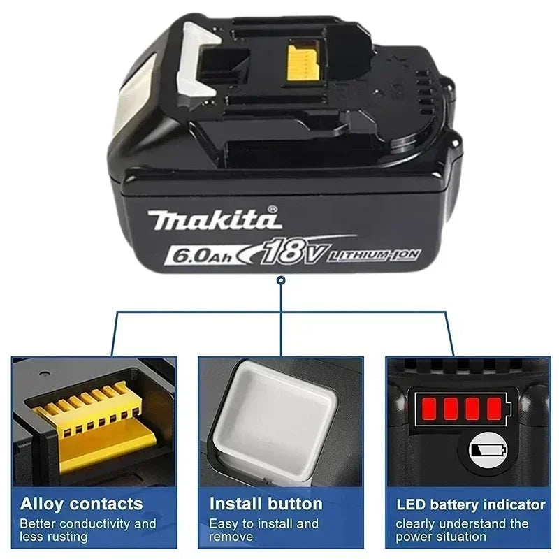 100% original Makita 18V 6.0Ah Rechargeable Battery ,For Makita BL1830 BL1830B BL1840 BL1840B BL1850 BL1850B Power Tools Battery