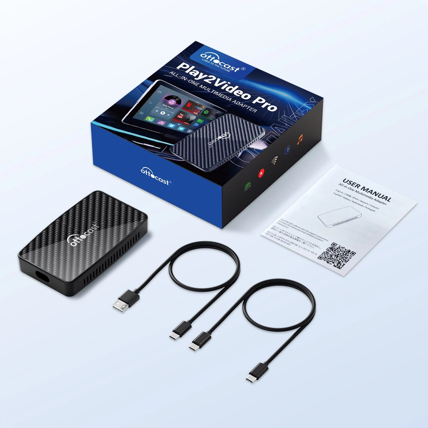 OTTOCAST Play2Video Pro Wireless CarPlay Android Auto Adapter Built in Youtube Netflix IPTV TikTokCar Accessories for Kia Toyota
