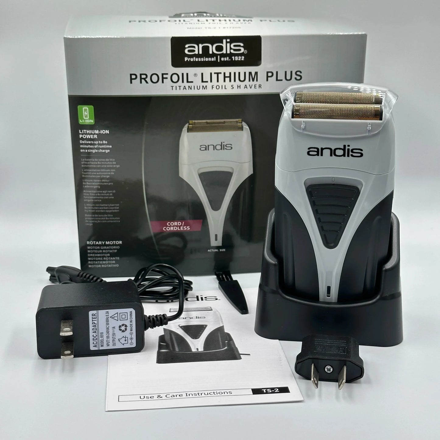 Original Andis Profoil Lithium Plus 17200 Barber Hair Cleaning Electric Shaver For Men Beard Stubble Razor Bald Shaving Machine