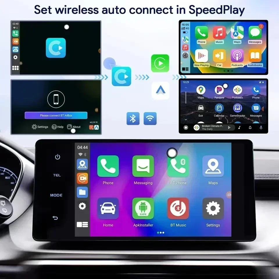 Car Video CarPlay Ai Box Android13 Wired to Wireless CarPlay Android Auto Adapter for Netflix for YouTube Bulit-in Play Store