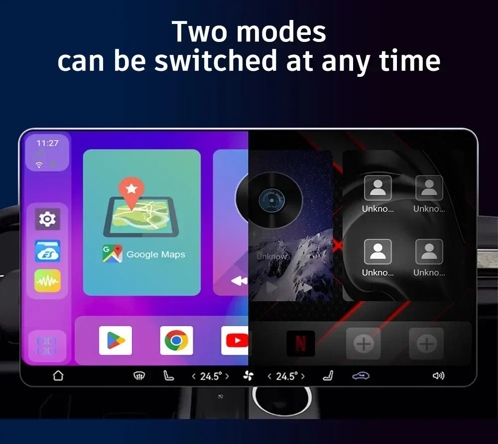 Car Video CarPlay Ai Box Android13 Wired to Wireless CarPlay Android Auto Adapter for Netflix for YouTube Bulit-in Play Store