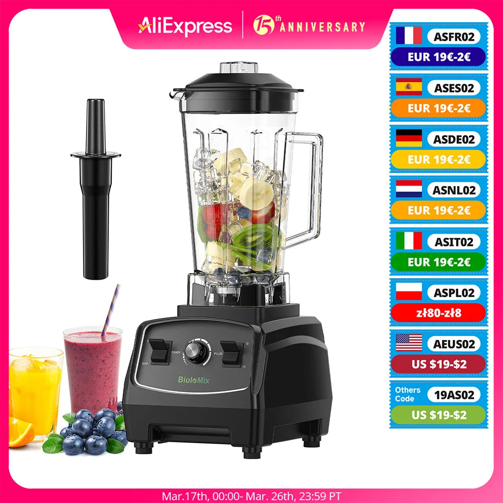 BPA Free 3HP 2200W Heavy Duty Commercial Grade Blender Mixer Juicer High Power Food Processor Ice Smoothie Bar Fruit Blender