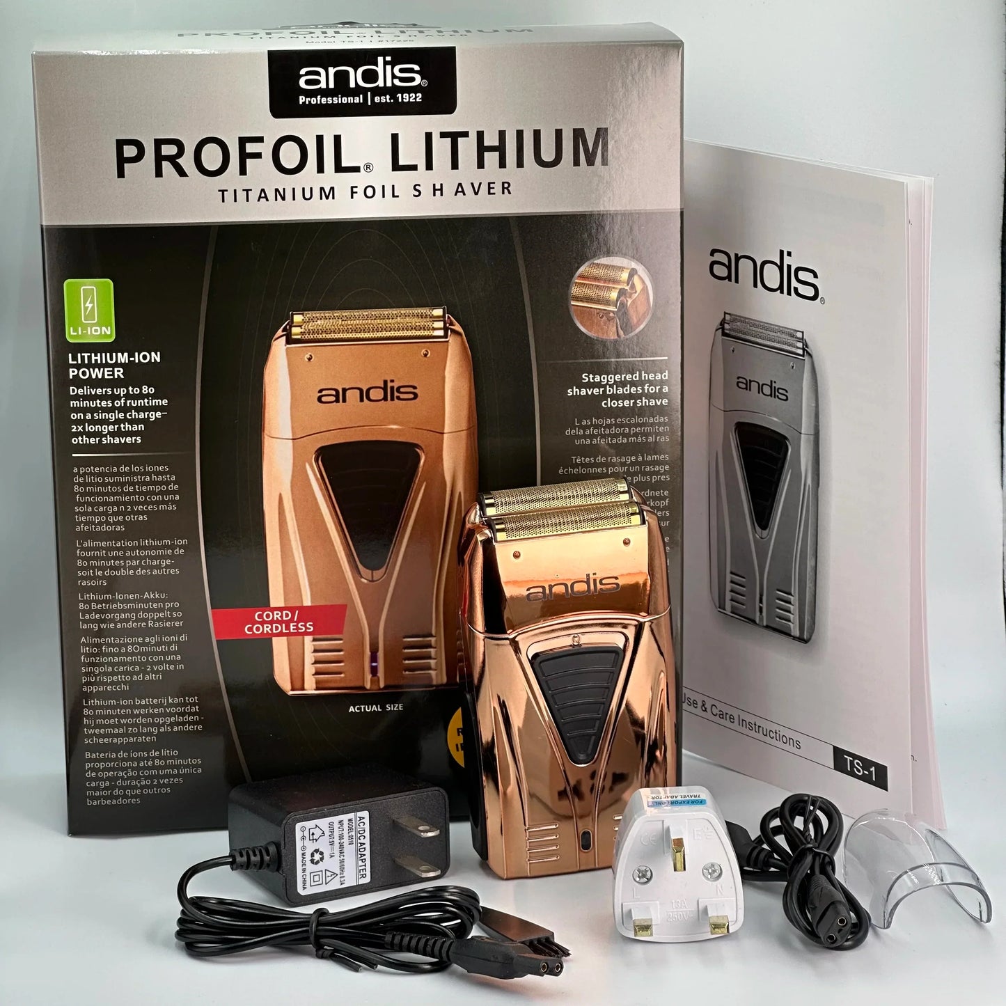 Original Andis Profoil Lithium Plus 17200 Barber Hair Cleaning Electric Shaver For Men Beard Stubble Razor Bald Shaving Machine