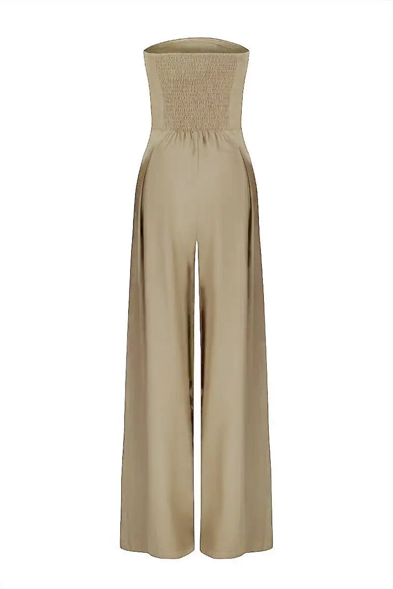 2025 Women's Jumpsuits Strapless Back Sexy Solid Color Temperament Party Evening Slim High Waist Bodysuit Women