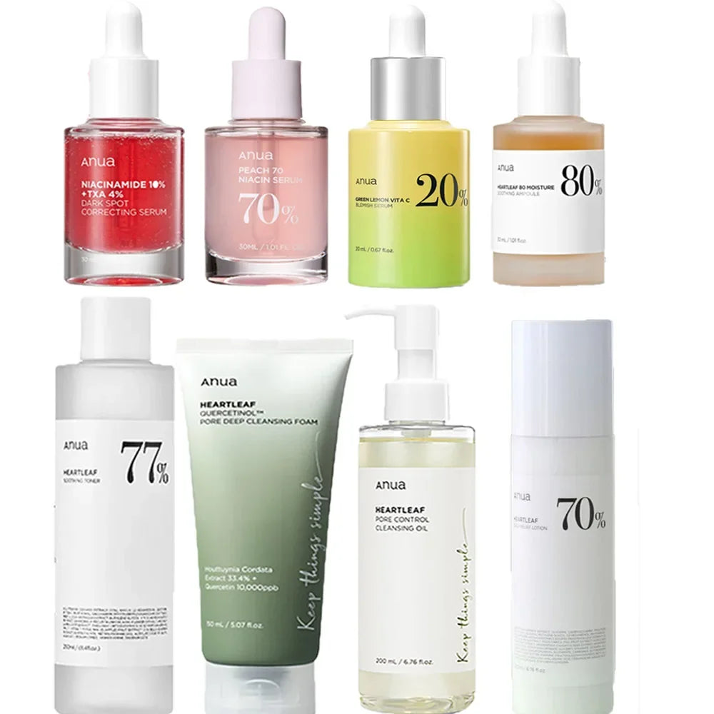 ANUA Korean Skin Care Set - Oil Control Pore Care Toner Essence Cream Moisturizing Deep Cleansing Pure Natural Plant Ingredients
