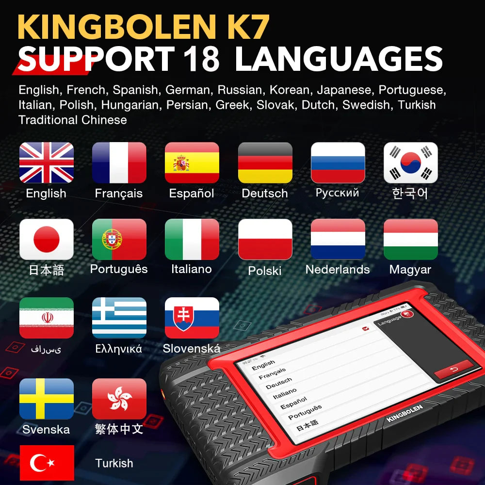 KINGBOLEN K7 ALL System Diagnostic Tool ECU Coding Active Test AF Reset 28 Resets 3 Years Free PK MK808 LAUNCH X431 CRP919E