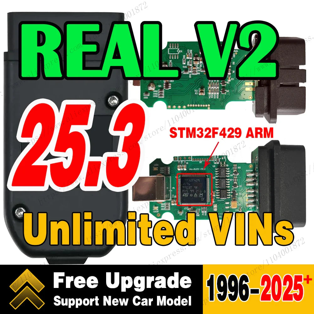 Best 2025+ Real V2 V25.4 VagCom Diagnostic Tool Update Online With Unlimited VINS VagCom HEX Usb Interface V25.3 Coding Function