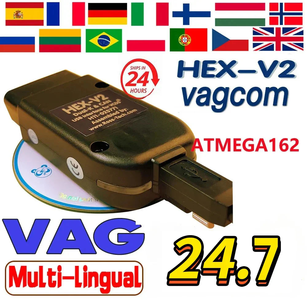 2024 VCDS VAGCOM Interface VCDSCAN HEX V2 Update 24.7 FOR VW For AUDI Skoda Seat Multi-Language Car Autocom Diagnostics Tools
