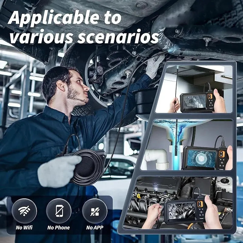 Dual&Single Lens Endoscope Camera with 1080P 8mm 4.3" IPS Screen IP67 Waterproof Car Pipe Inspection Borescope 2000mAh