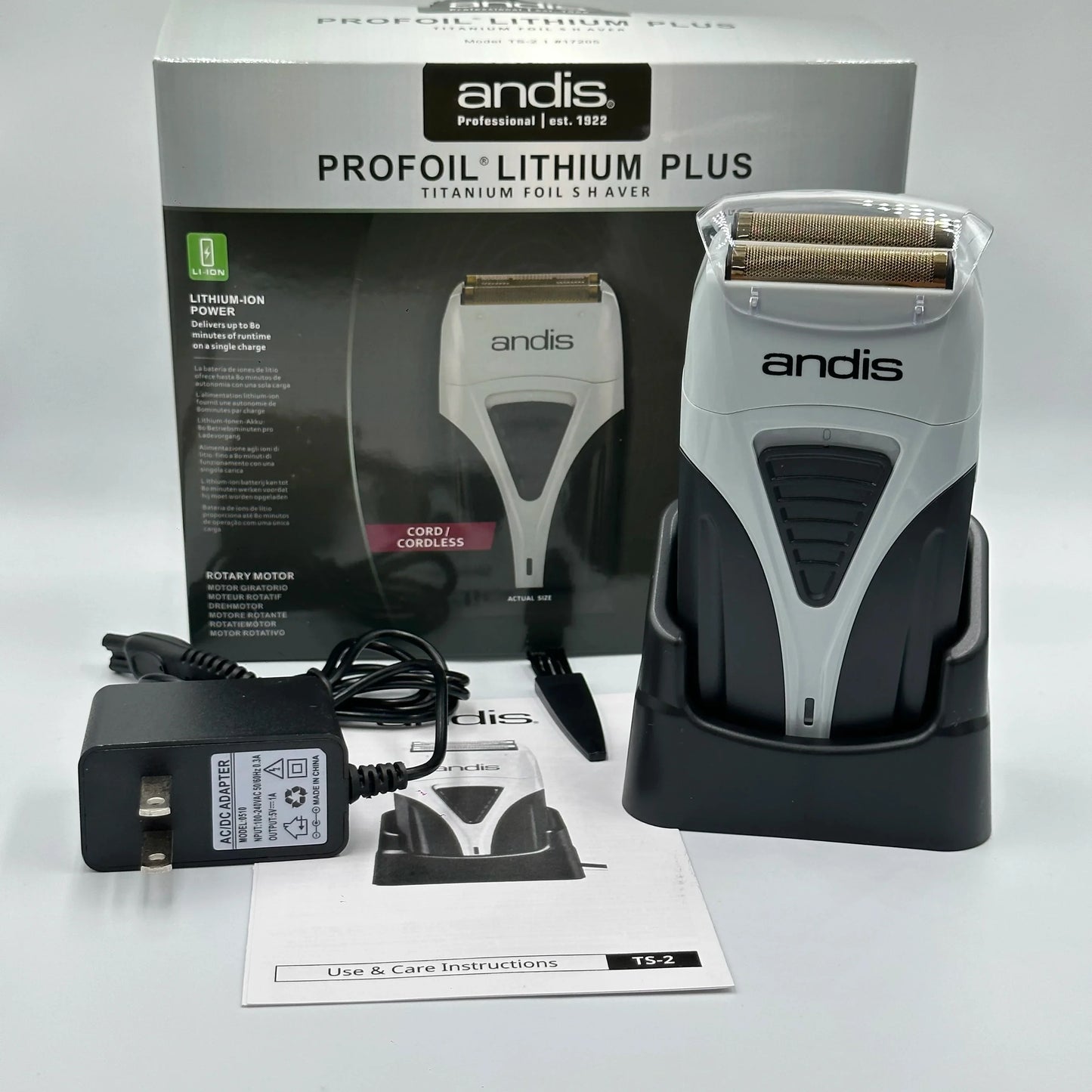 Original Andis Profoil Lithium Plus 17200 Barber Hair Cleaning Electric Shaver For Men Beard Stubble Razor Bald Shaving Machine