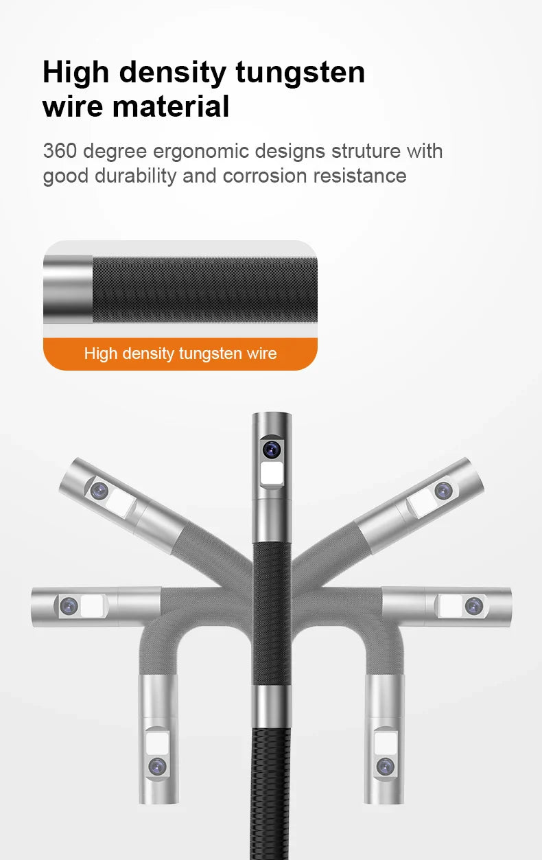 5inch Two-Way 360° Articulating Borescope 1080P Camera with 8LEDS 8.5mm Waterproof Probe industrial inspection visual probe