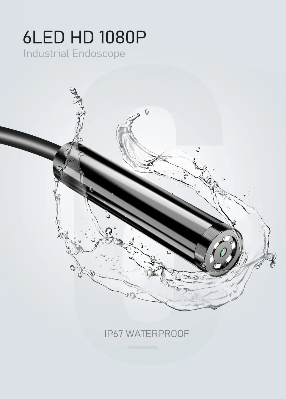 4.3" LCD Endoscope Camera with Light HD 1080P 5.5mm IP67 Waterproof Borescope Camera with 6 Adjustable LED Lights for Sewer Car