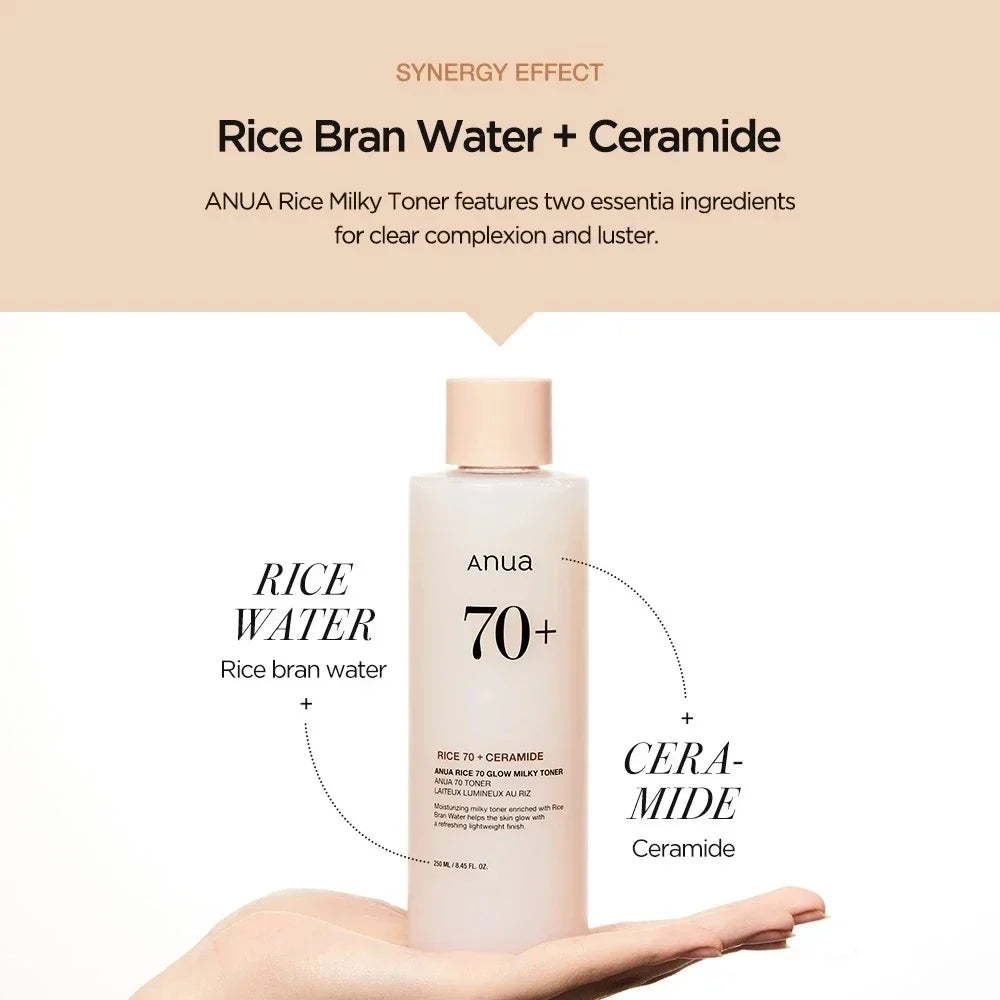 Anua Rice 70 Glowing Milky Toner Brightening Niacinamide Serum Toner Face Toner for Glass Skin Korean Skin Care Beauty Products