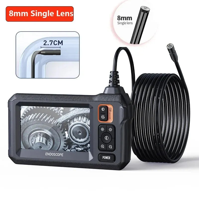 Dual&Single Lens Endoscope Camera with 1080P 8mm 4.3" IPS Screen IP67 Waterproof Car Pipe Inspection Borescope 2000mAh