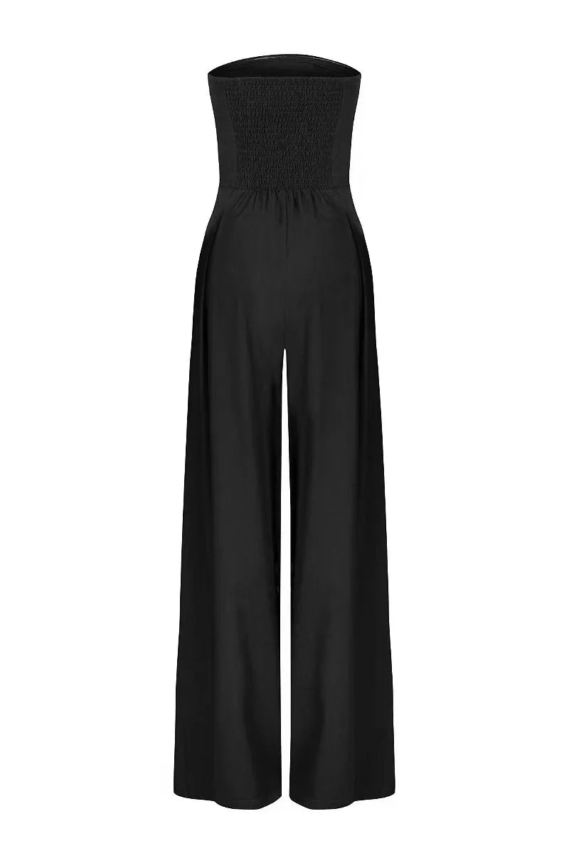 2025 Women's Jumpsuits Strapless Back Sexy Solid Color Temperament Party Evening Slim High Waist Bodysuit Women
