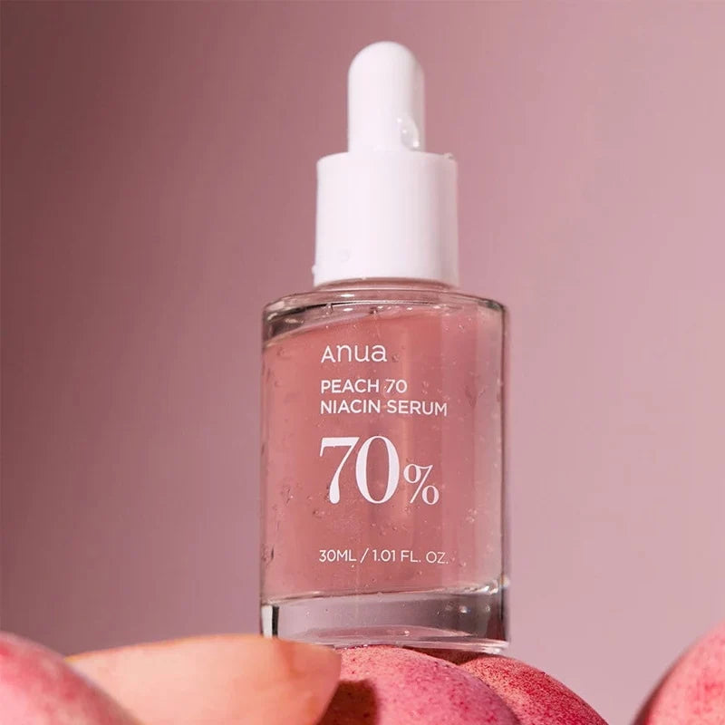 Anua Peach 77% Niacin Essence Toner 250ml and Peach 70% Niacinamide Serum Essence 30ml Moisturizing Ceramide Korean Original