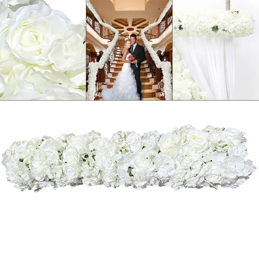 Wedding Wall Floral Panel Arrangement Backdrop 100cm Artificial Rose Flower Row DIY Decor