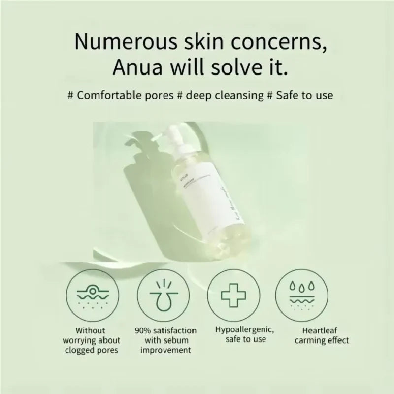 Korean Anua Heartleaf Pore Control Cleansing Oil Moisturizer Skin Care Facial Acne Blackhead Removal Oil 200ml Skincare Products