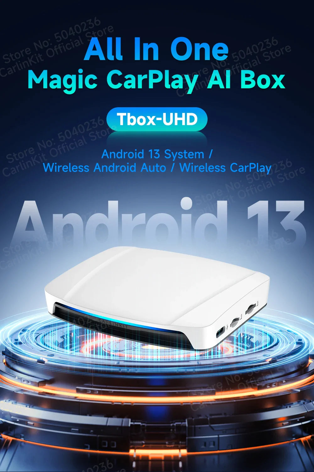 CarlinKit UHD Android 13 Smart TV Box Qualcomm 8-Core Wireless CarPlay Android Auto Adapter GPS HDMI Video Output CarPlay Ai Box