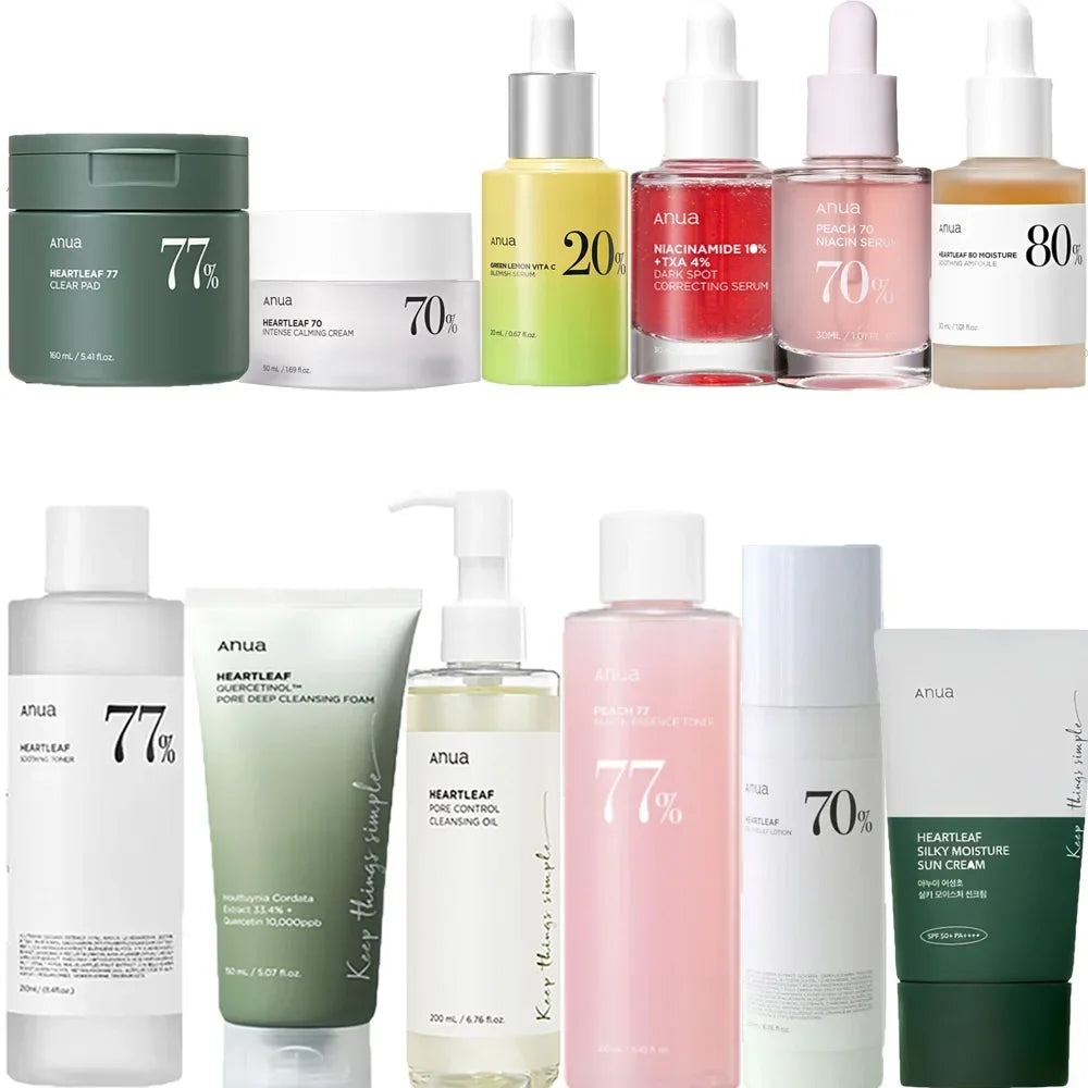 ANUA Korean Skin Care Set - Oil Control Pore Care Toner Essence Cream Moisturizing Deep Cleansing Pure Natural Plant Ingredients