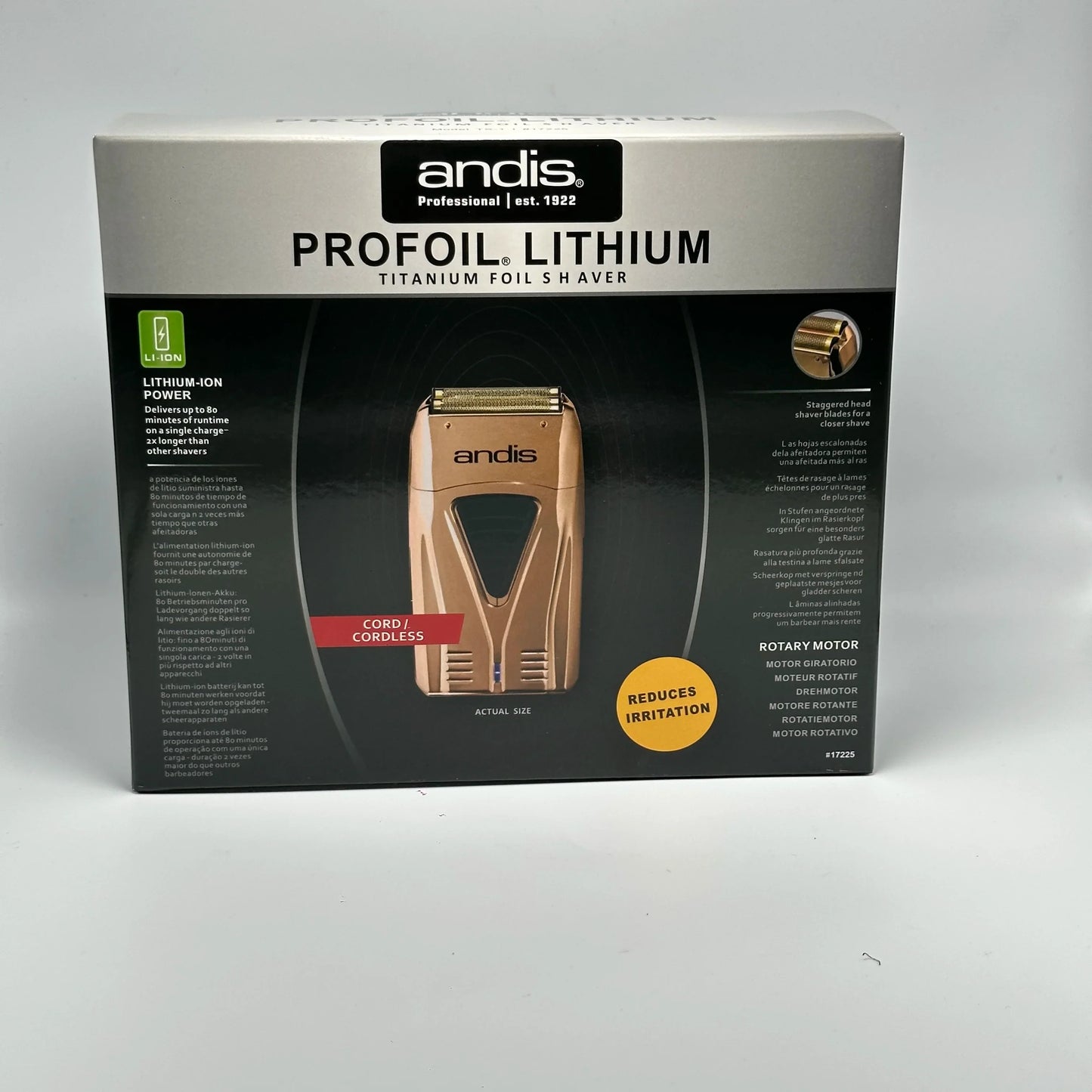 Original Andis Profoil Lithium Plus 17200 Barber Hair Cleaning Electric Shaver For Men Beard Stubble Razor Bald Shaving Machine