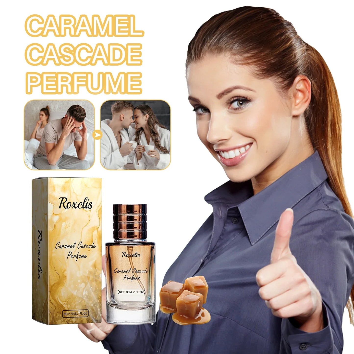 ROXELIS Caramel Cascade Perfume Spray,Perfumes For Women,Perfume in Autumn and Winter, Pheromone Dating Fragrance Perfume 1 OZ