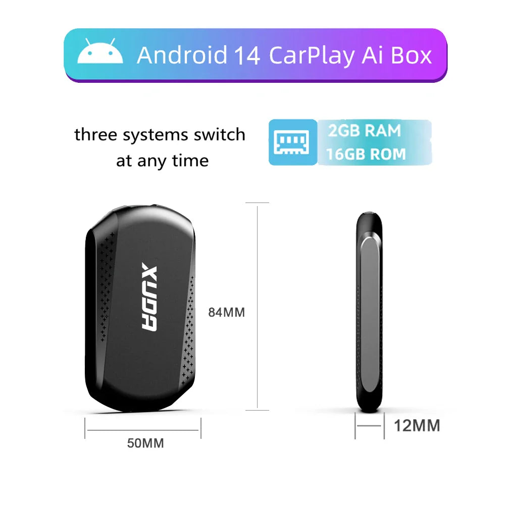 Acodo 2025 Android 14 3In1 CarPlay Ai Box Wireless Android Auto USB Adapter For Youtube Netflix Universal TV Box Plug And Play