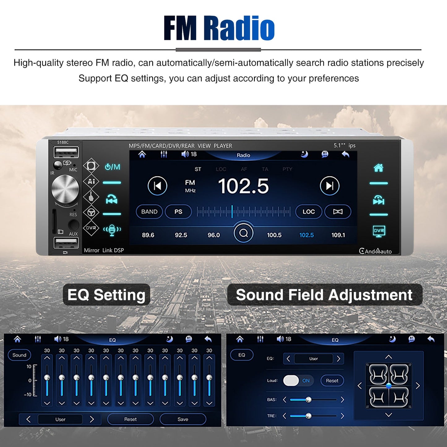 ESSGOO Single DIN Car Stereo Head Unit Wireless Carplay Android Auto 5" HD Touch Screen Bluetooth USB AUX-IN TF FM MP5 Player