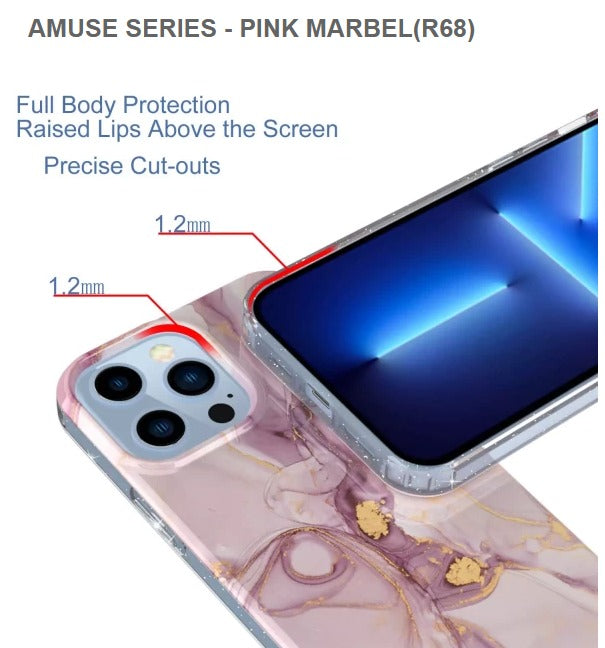 Spec- AMUSE SERIES Mobile Case for Iphone12 & 12pro -Pink Marble-Free Shipping