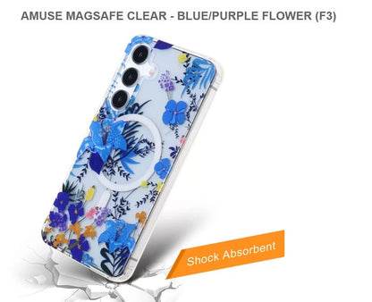 Amuse Megasafe Clear Mobile Cover For Samsung S24-Blue Purple Flowers